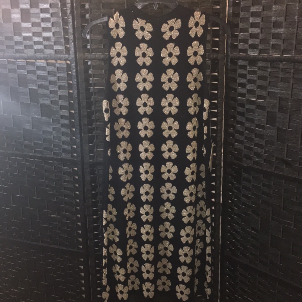 Eci New York Black / Gold Flower Dress Size S